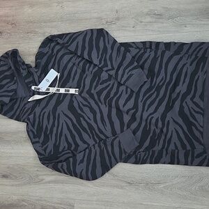 Ugg Bl/Gr Zebra Print Hooded Fleece Midi Dress Women S